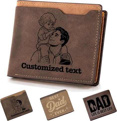 Personalized Photo Wallet for Dad, Custom Engraved Gift | Add 1–6 Names & Photo • Personalized Engraved Wallet • Father’s Day Gift from Wife, Kids, Son or Daughter in Kuwait