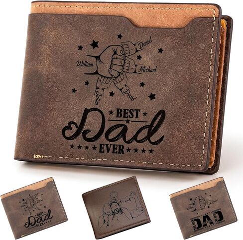 Personalized Photo Wallet for Dad, Custom Engraved Gift | Add 1–6 Names & Photo • Personalized Engraved Wallet • Father’s Day Gift from Wife, Kids, Son or Daughter in Kuwait