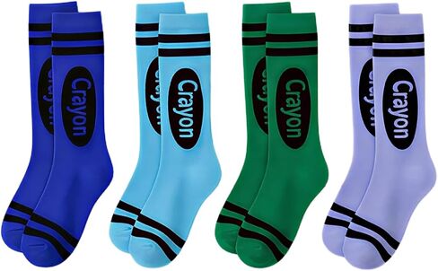 4/8 Pairs Women's Knee High Socks, Colorful Double Stripe Soft Cotton Stockings in Kuwait