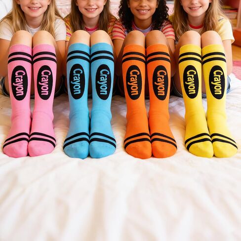 4/8 Pairs Women's Knee High Socks, Colorful Double Stripe Soft Cotton Stockings in Kuwait