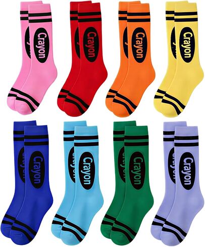 4/8 Pairs Women's Knee High Socks, Colorful Double Stripe Soft Cotton Stockings in Kuwait