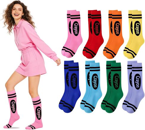 4/8 Pairs Women's Knee High Socks, Colorful Double Stripe Soft Cotton Stockings in Kuwait