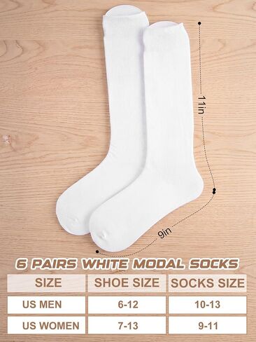 6 Pairs White Modal Walking Boot Liner Socks, Replacement Sock Liner, Ultra Thin Breathable Fracture Medical Orthopedics Socks for Men Women in Kuwait