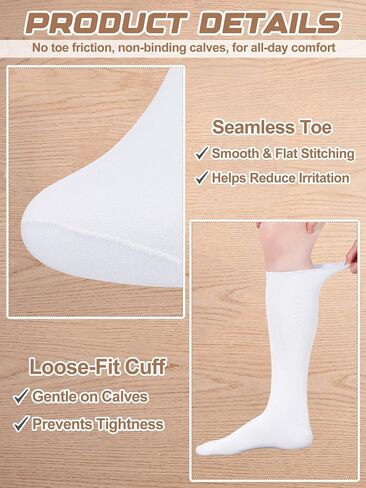 6 Pairs White Modal Walking Boot Liner Socks, Replacement Sock Liner, Ultra Thin Breathable Fracture Medical Orthopedics Socks for Men Women in Kuwait
