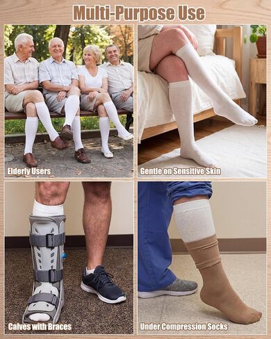 6 Pairs White Modal Walking Boot Liner Socks, Replacement Sock Liner, Ultra Thin Breathable Fracture Medical Orthopedics Socks for Men Women in Kuwait