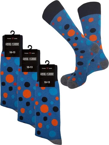 POLKA DOTS PATTERNS NOVELTY DRESS SOCKS 3 PAIRS COTTON BLEND SIZE 10-13 in Saudi Arabia