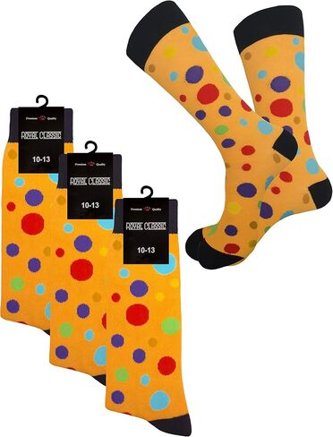 POLKA DOTS PATTERNS NOVELTY DRESS SOCKS 3 PAIRS COTTON BLEND SIZE 10-13 in Saudi Arabia