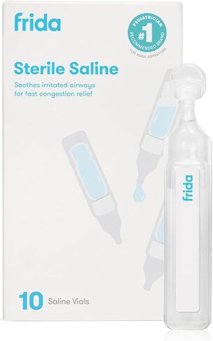 Frida Saline Ampules for Therapy, Gentle Drug-Free Isotonic Saline for Airway Hydration and Congestion Relief, Safe for All Ages, 10 Single-Use Vials in Kuwait