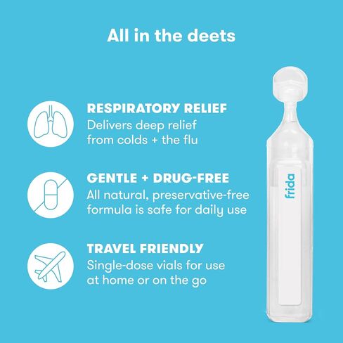 Frida Saline Ampules for Therapy, Gentle Drug-Free Isotonic Saline for Airway Hydration and Congestion Relief, Safe for All Ages, 10 Single-Use Vials in Kuwait