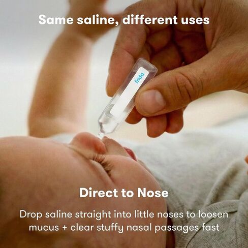 Frida Saline Ampules for Therapy, Gentle Drug-Free Isotonic Saline for Airway Hydration and Congestion Relief, Safe for All Ages, 10 Single-Use Vials in Kuwait