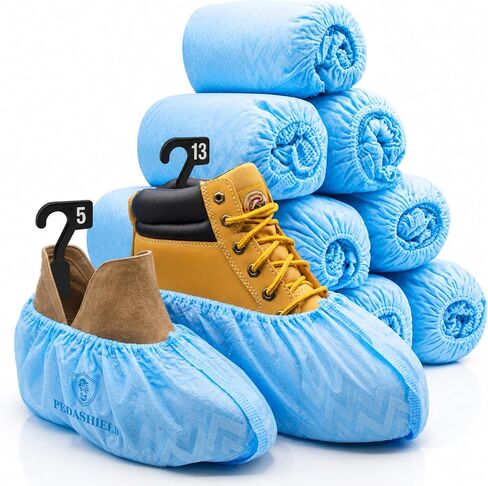 110 Premium XL Booties -Thick Extra Large Disposable Boot & Shoe Covers, Non Slip Water Resistant Foot Protectors, Construction Durable 42GSM for Indoors Outdoors, Up to US Men 13, Women 15 in Kuwait