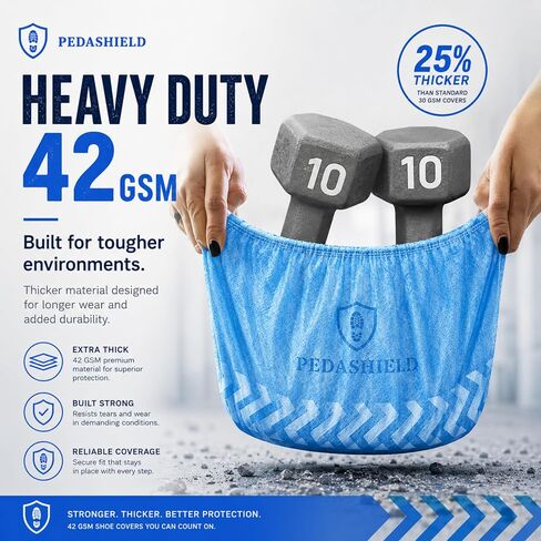 110 Premium XL Booties -Thick Extra Large Disposable Boot & Shoe Covers, Non Slip Water Resistant Foot Protectors, Construction Durable 42GSM for Indoors Outdoors, Up to US Men 13, Women 15 in Kuwait