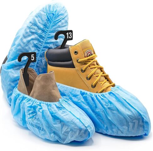 110 Premium XL Booties -Thick Extra Large Disposable Boot & Shoe Covers, Non Slip Water Resistant Foot Protectors, Construction Durable 42GSM for Indoors Outdoors, Up to US Men 13, Women 15 in Kuwait