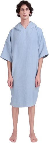 ALLEN & MATE 100% Cotton Hooded Surf Poncho Changing Robe for Men Women Medium Weight Dual Fabric Waffle Outside Terry Inside in Saudi Arabia