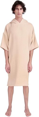 ALLEN & MATE 100% Cotton Hooded Surf Poncho Changing Robe for Men Women Medium Weight Dual Fabric Waffle Outside Terry Inside in Saudi Arabia