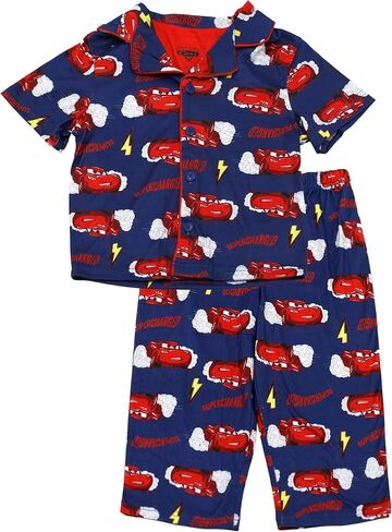 Disney Cars Pajamas for Boys, 2 Piece Coat Style Lightning McQueen Pajamas for Toddler Boys, Lightning McQueen Pjs for Kids in Kuwait