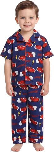 Disney Cars Pajamas for Boys, 2 Piece Coat Style Lightning McQueen Pajamas for Toddler Boys, Lightning McQueen Pjs for Kids in Kuwait