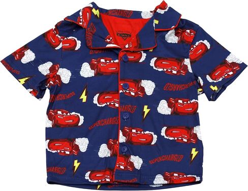 Disney Cars Pajamas for Boys, 2 Piece Coat Style Lightning McQueen Pajamas for Toddler Boys, Lightning McQueen Pjs for Kids in Kuwait