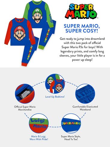 Super Mario Pajamas, 2 Pack Boys Pajamas, Gaming Boys Pjs, Mario Kids Pajama Set in Kuwait