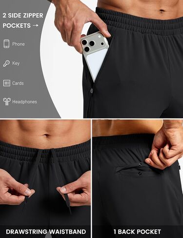 MAGCOMSEN Men's Joggers with Zipper Pockets Workout Sweatpants Running Jogger Pants Athletic Track Gym Hiking in Kuwait