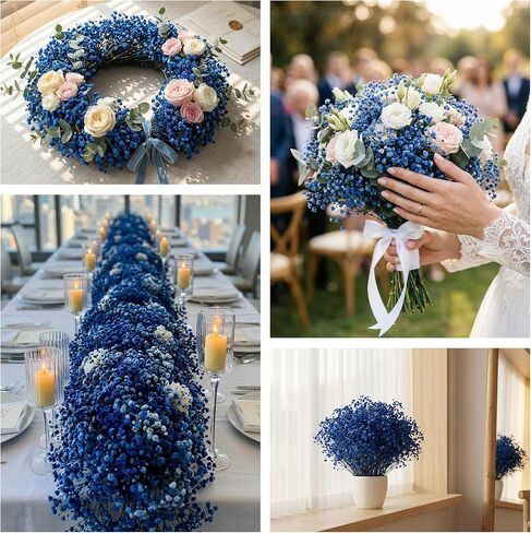 2500+ Dried Blue Babys Breath, 17' Preserved Royal Blue Flowers for Small Vase Decor, DIY Crafts, Wedding Accent, Gift Wrapping, Home Table Arrangement in Saudi Arabia