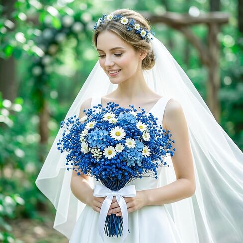 2500+ Dried Blue Babys Breath, 17' Preserved Royal Blue Flowers for Small Vase Decor, DIY Crafts, Wedding Accent, Gift Wrapping, Home Table Arrangement in Saudi Arabia