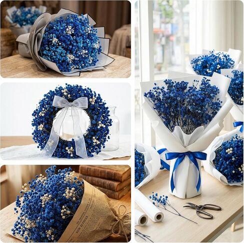2500+ Dried Blue Babys Breath, 17' Preserved Royal Blue Flowers for Small Vase Decor, DIY Crafts, Wedding Accent, Gift Wrapping, Home Table Arrangement in Saudi Arabia