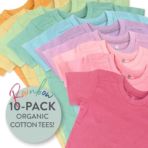 HonestBaby Baby Toddler & Kids' 100% Organic Cotton Short Sleeve T-Shirts (10-Pack) in Kuwait