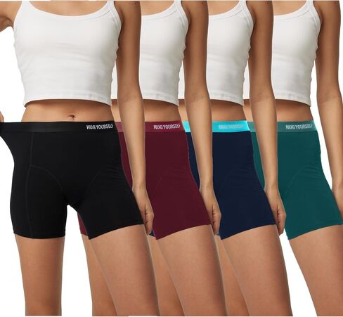 Women's Seamless Boyshorts Cotton Boxer Briefs Bike Shorts Underwear Panties for Ladies 4 Pack in Kuwait