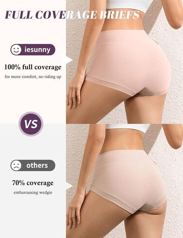 Womens High Waisted Tummy Control Underwear Full Coverage Cotton Briefs Ladies Postpartum Boyshorts Panties 4 Pack in Saudi Arabia