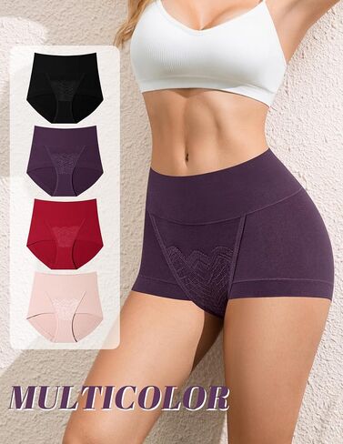 Womens High Waisted Tummy Control Underwear Full Coverage Cotton Briefs Ladies Postpartum Boyshorts Panties 4 Pack in Saudi Arabia