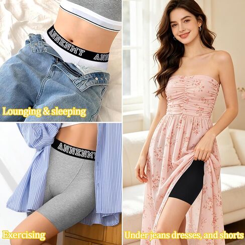 Annenmy Womens Boy Shorts Underwear Cotton Boxer Briefs High Waisted Panties Full Coverage Anti Chafing Ladies Briefs 3 Pack in Saudi Arabia