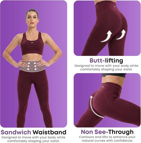 Leggings with Pockets for Women, High Waisted Tummy Control Yoga Pants, Buttery Soft Squat Proof Workout Leggings in Saudi Arabia