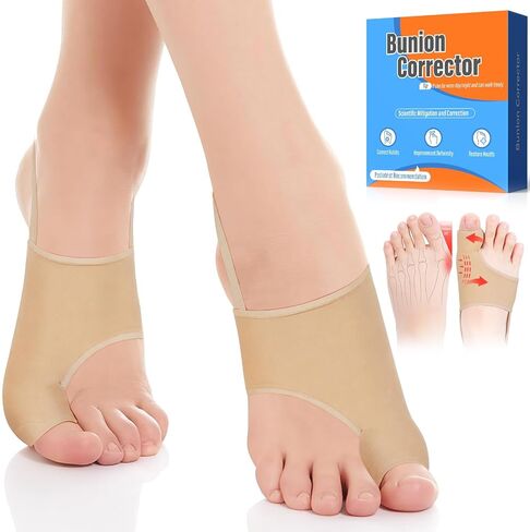 2PCS Bunion Corrector for Women & Men - Toe Alignment Corrector with Splint & Pads for Hallux Valgus Pain Relief, Toe Separator for Day/Night, Upgrade Anti Slip Gel Strap for Big Toe Straightener in Kuwait