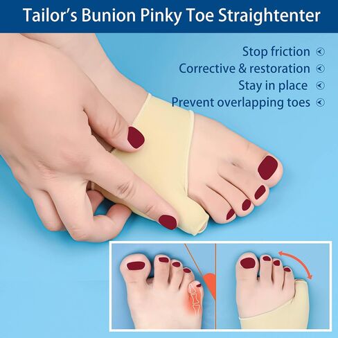 Tailors Bunion Sock 1Pair (Beige-M/L) Bunionette Sleeves Built-in Gel Pads Silicone Cover Guard With Non-slip Strap to Prevented Bunion Pinky Toe Pain, Treatment Bunionette,Overlapping toe in Saudi Arabia