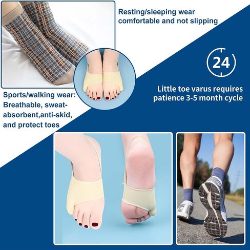 Tailors Bunion Sock 1Pair (Beige-M/L) Bunionette Sleeves Built-in Gel Pads Silicone Cover Guard With Non-slip Strap to Prevented Bunion Pinky Toe Pain, Treatment Bunionette,Overlapping toe in Saudi Arabia