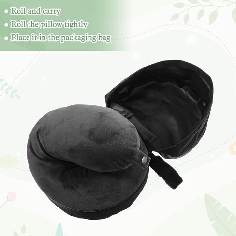 Neck Pillow Bag, Compresses Neck Pillow Case with Zipper, Quick Release Clasp Attaches to Luggage for Travel, Journey Airplane Train, Pillows Not Included, Black in Kuwait