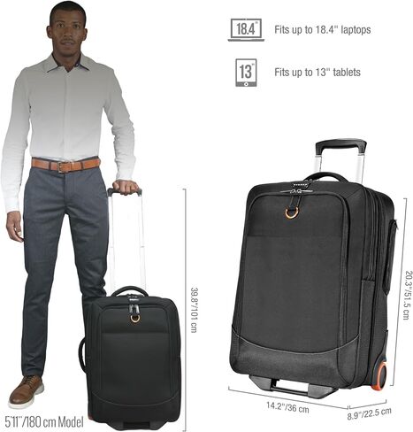 EVERKI Travel Essentials Bundle: 35L Wheeled Carry-On Laptop Bag & 18.2L Compressible Packing Cubes (3-Pack) – Durable, TSA-Ready Design for Work and Travel – Orange + Black in Kuwait