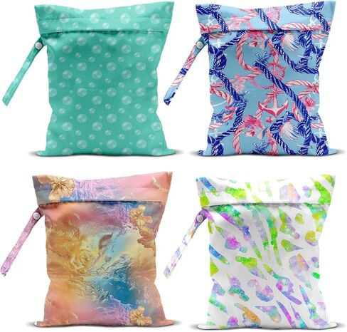 4 Pack Travel Wet Dry Pouch Set Rainbow Zebra Print Storage Organizer Bags for Personal Items Toiletries Gym Beach 10.21×12.51 Inches in Saudi Arabia