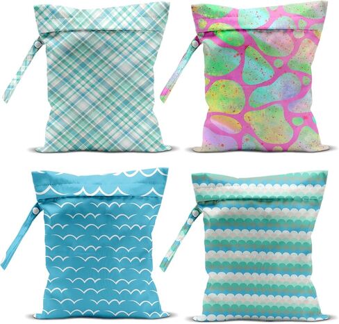 4 Pack Travel Wet Dry Pouch Set Rainbow Zebra Print Storage Organizer Bags for Personal Items Toiletries Gym Beach 10.21×12.51 Inches in Saudi Arabia