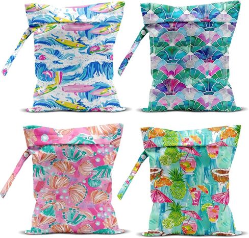 4 Pack Travel Wet Dry Pouch Set Rainbow Zebra Print Storage Organizer Bags for Personal Items Toiletries Gym Beach 10.21×12.51 Inches in Saudi Arabia