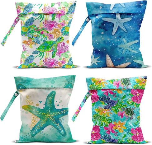 4 Pack Travel Wet Dry Pouch Set Rainbow Zebra Print Storage Organizer Bags for Personal Items Toiletries Gym Beach 10.21×12.51 Inches in Saudi Arabia