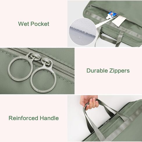 SUNUP Hanging Packing Organizer for Travel, 5 in 1 Portable Packing Cube for Suitcase, Hanging Bags for Clothes Travel, Foldable Small Duffle Bag for Women, Green in Kuwait