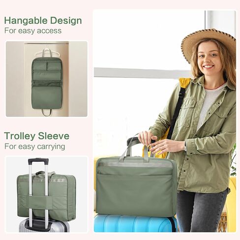 SUNUP Hanging Packing Organizer for Travel, 5 in 1 Portable Packing Cube for Suitcase, Hanging Bags for Clothes Travel, Foldable Small Duffle Bag for Women, Green in Kuwait