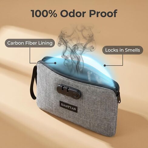 Smell Proof Bag with Combination Lock, Activated Carbon Lined Odor-Resistant Storage Pouch with Water-Resistant Zipper, Lockable Travel Organizer for Home and Personal Items, Gray in Saudi Arabia