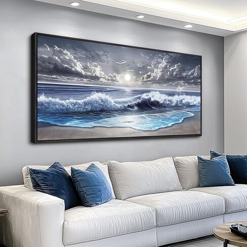 MHARTK66 Beach Large Canavs Wall Art-Wall Art For Living Room-Ocean Landscape Wall Art Framed-Beach Sunset Nature Pictures Paintings-Modern Scenic Wall Decor For Bathroom Dining Room Bedroom Above Bed in Saudi Arabia
