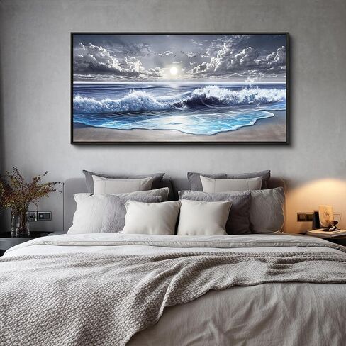 MHARTK66 Beach Large Canavs Wall Art-Wall Art For Living Room-Ocean Landscape Wall Art Framed-Beach Sunset Nature Pictures Paintings-Modern Scenic Wall Decor For Bathroom Dining Room Bedroom Above Bed in Saudi Arabia