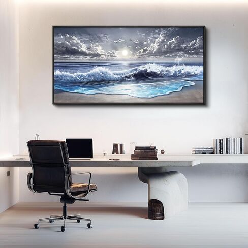 MHARTK66 Beach Large Canavs Wall Art-Wall Art For Living Room-Ocean Landscape Wall Art Framed-Beach Sunset Nature Pictures Paintings-Modern Scenic Wall Decor For Bathroom Dining Room Bedroom Above Bed in Saudi Arabia