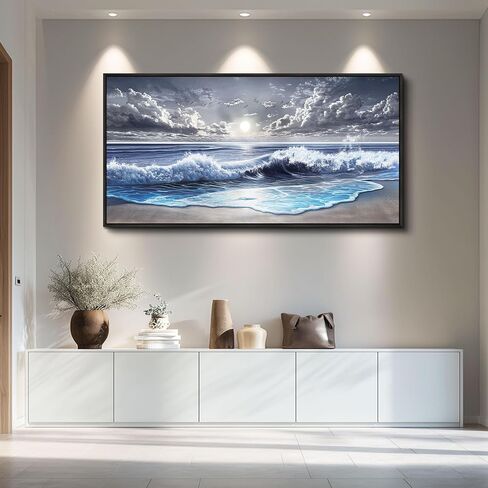 MHARTK66 Beach Large Canavs Wall Art-Wall Art For Living Room-Ocean Landscape Wall Art Framed-Beach Sunset Nature Pictures Paintings-Modern Scenic Wall Decor For Bathroom Dining Room Bedroom Above Bed in Saudi Arabia