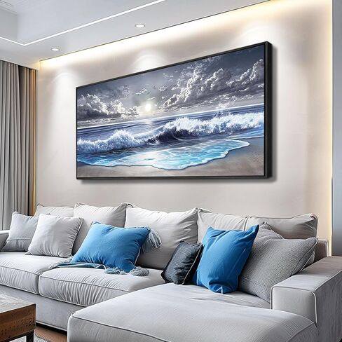 MHARTK66 Beach Large Canavs Wall Art-Wall Art For Living Room-Ocean Landscape Wall Art Framed-Beach Sunset Nature Pictures Paintings-Modern Scenic Wall Decor For Bathroom Dining Room Bedroom Above Bed in Saudi Arabia